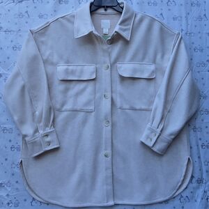 H&M Oversized Shacket in a light beige or cream color